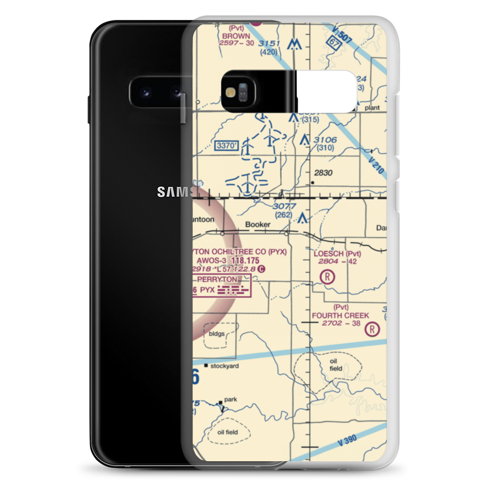 Booker Airport (US-0149) VFR Sectional Samsung Case Samsung Galaxy S10+ model shown