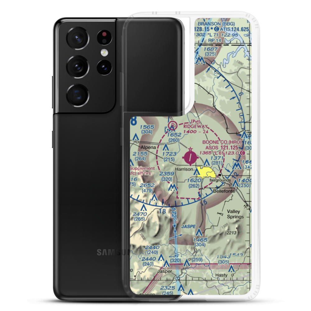 Boone County Airport (HRO) VFR Sectional Samsung Case Samsung Galaxy S21 Ultra model shown