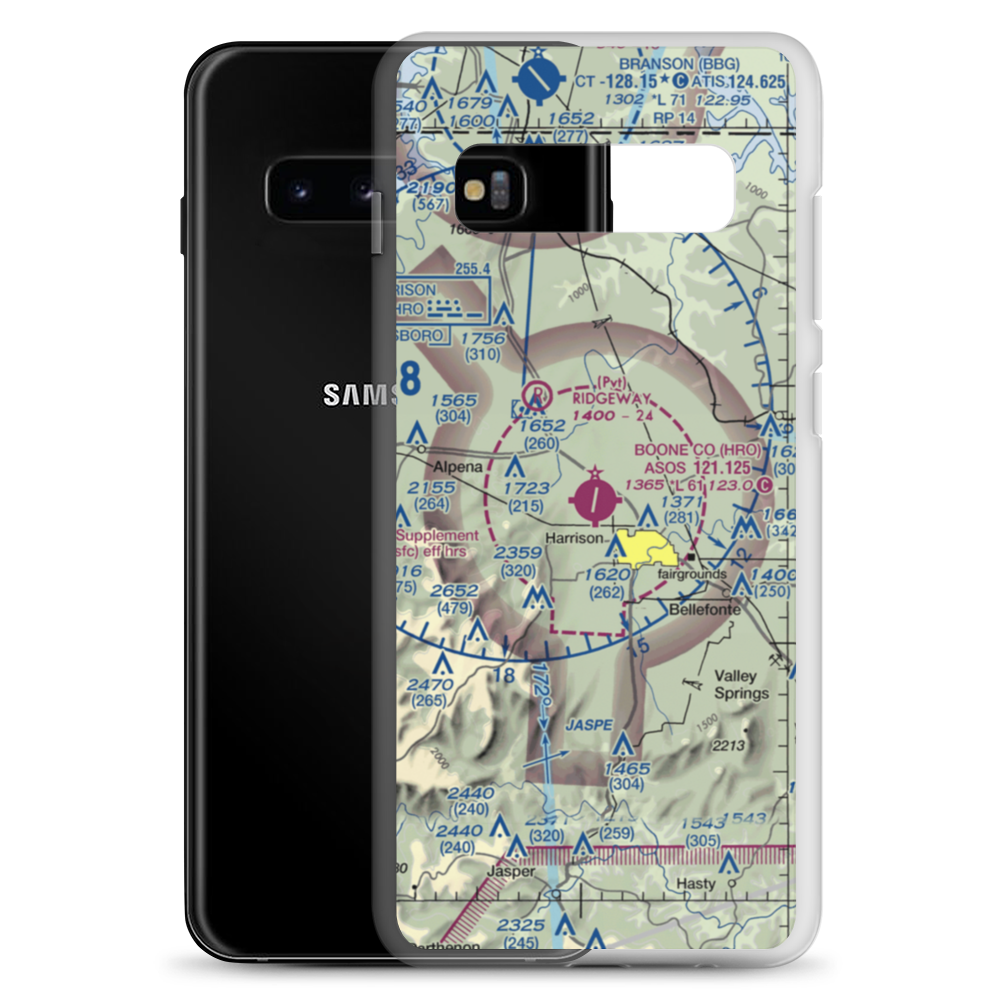 Boone County Airport (HRO) VFR Sectional Samsung Case Samsung Galaxy S10+ model shown
