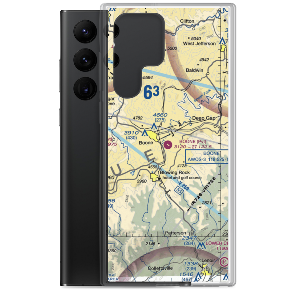 Boone Inc Airport (NC14) VFR Sectional Samsung Case Samsung Galaxy S22 Ultra model shown
