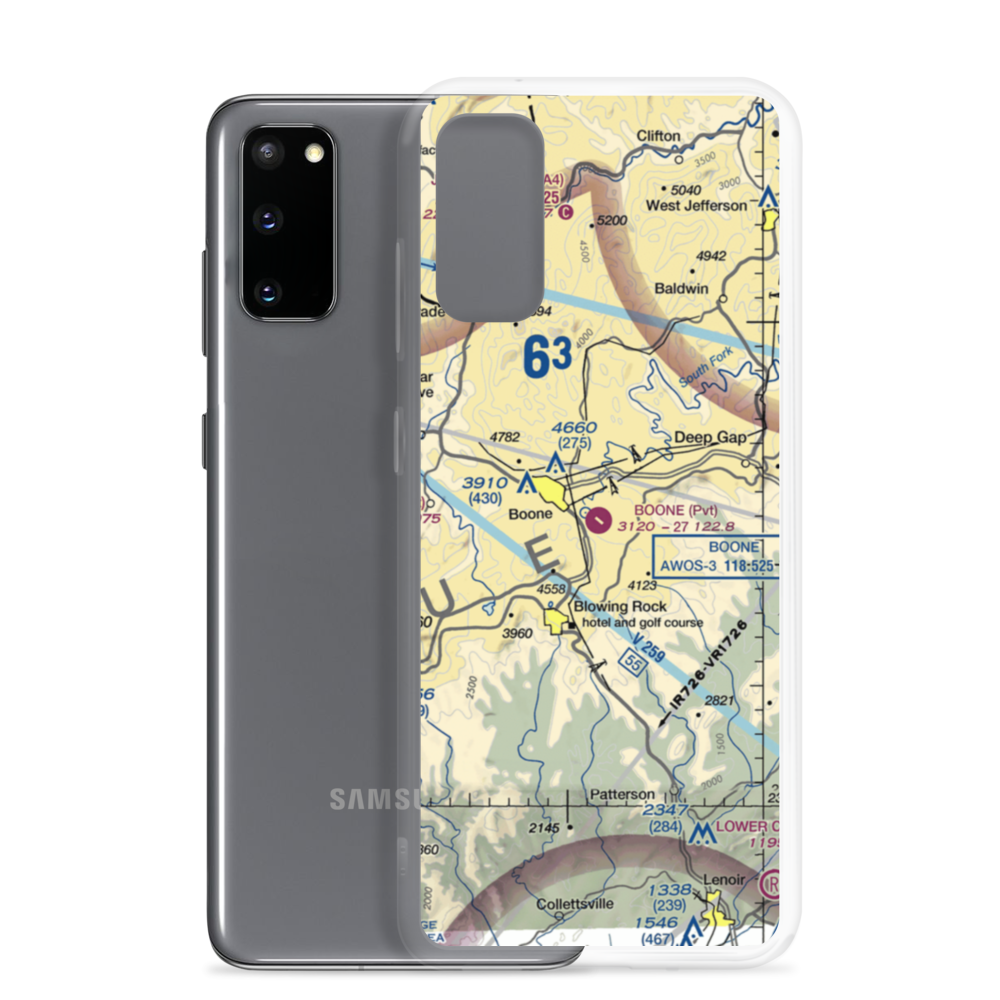 Boone Inc Airport (NC14) VFR Sectional Samsung Case Samsung Galaxy S20 model shown