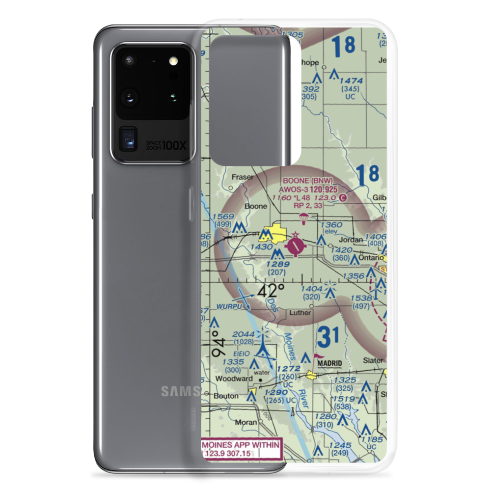 Boone Municipal Airport (BNW) VFR Sectional Samsung Case Samsung Galaxy S20 Ultra model shown