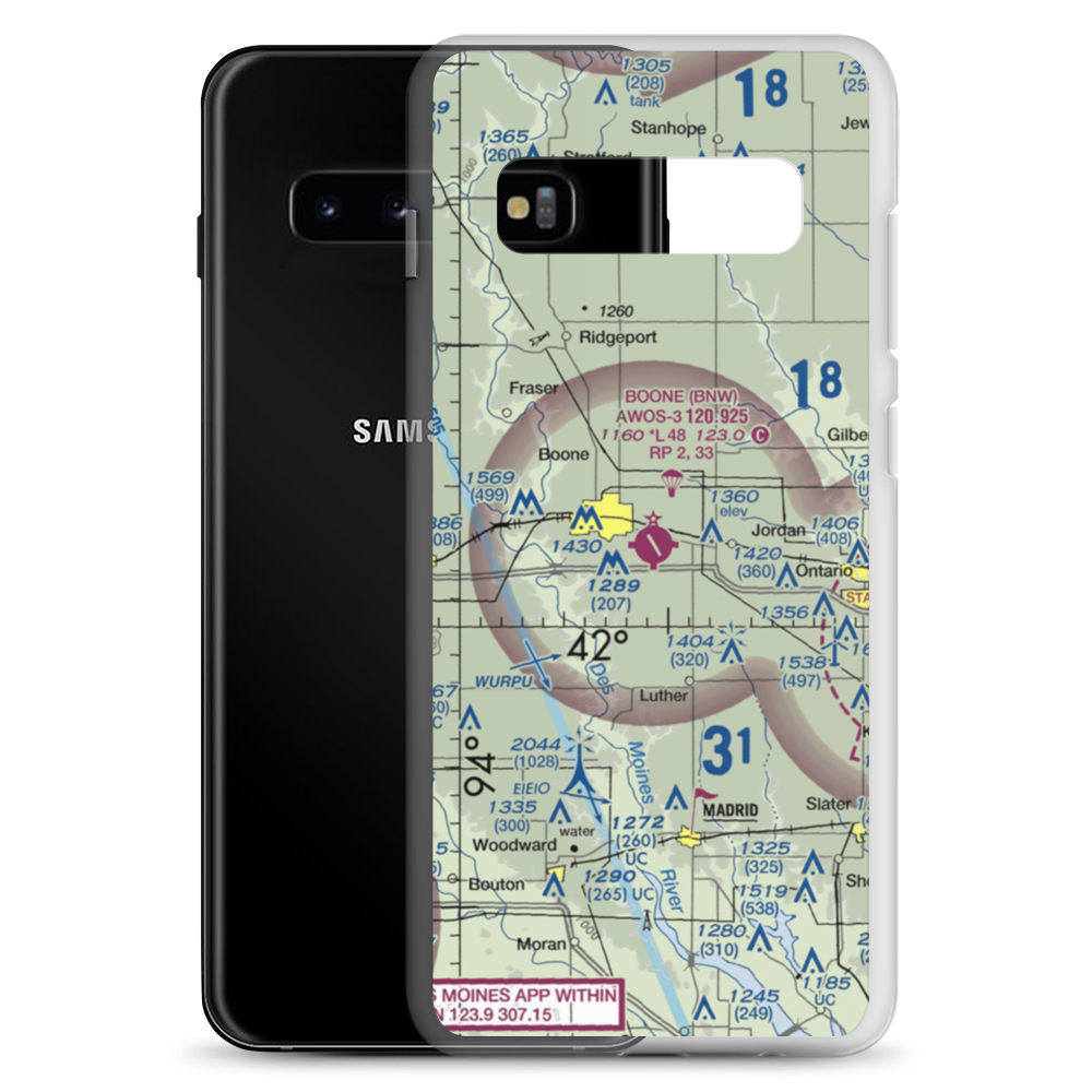 Boone Municipal Airport (BNW) VFR Sectional Samsung Case Samsung Galaxy S10+ model shown