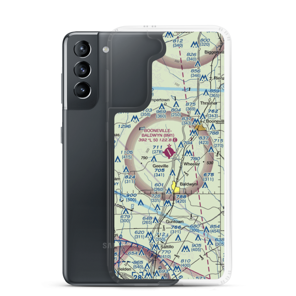 Booneville Baldwyn Airport (8M1) VFR Sectional Samsung Case Samsung Galaxy S21 model shown