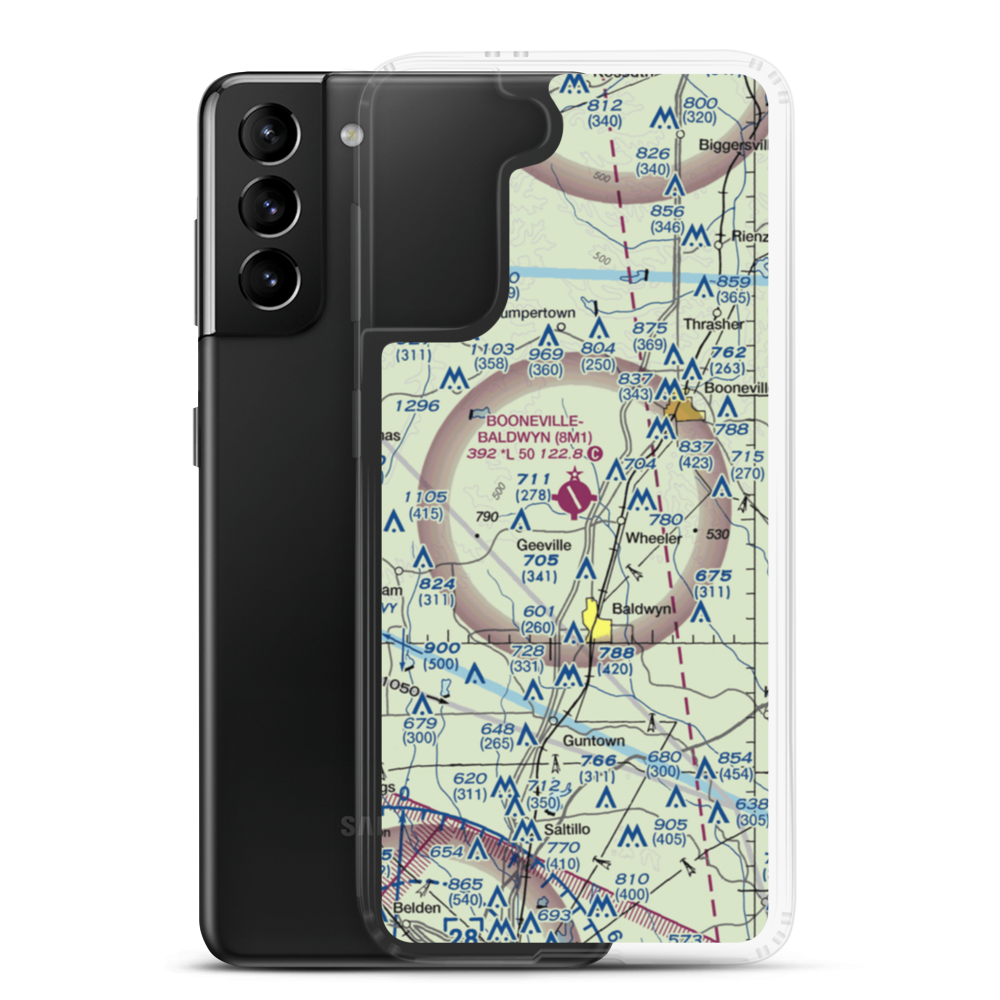 Booneville Baldwyn Airport (8M1) VFR Sectional Samsung Case Samsung Galaxy S21 Plus model shown