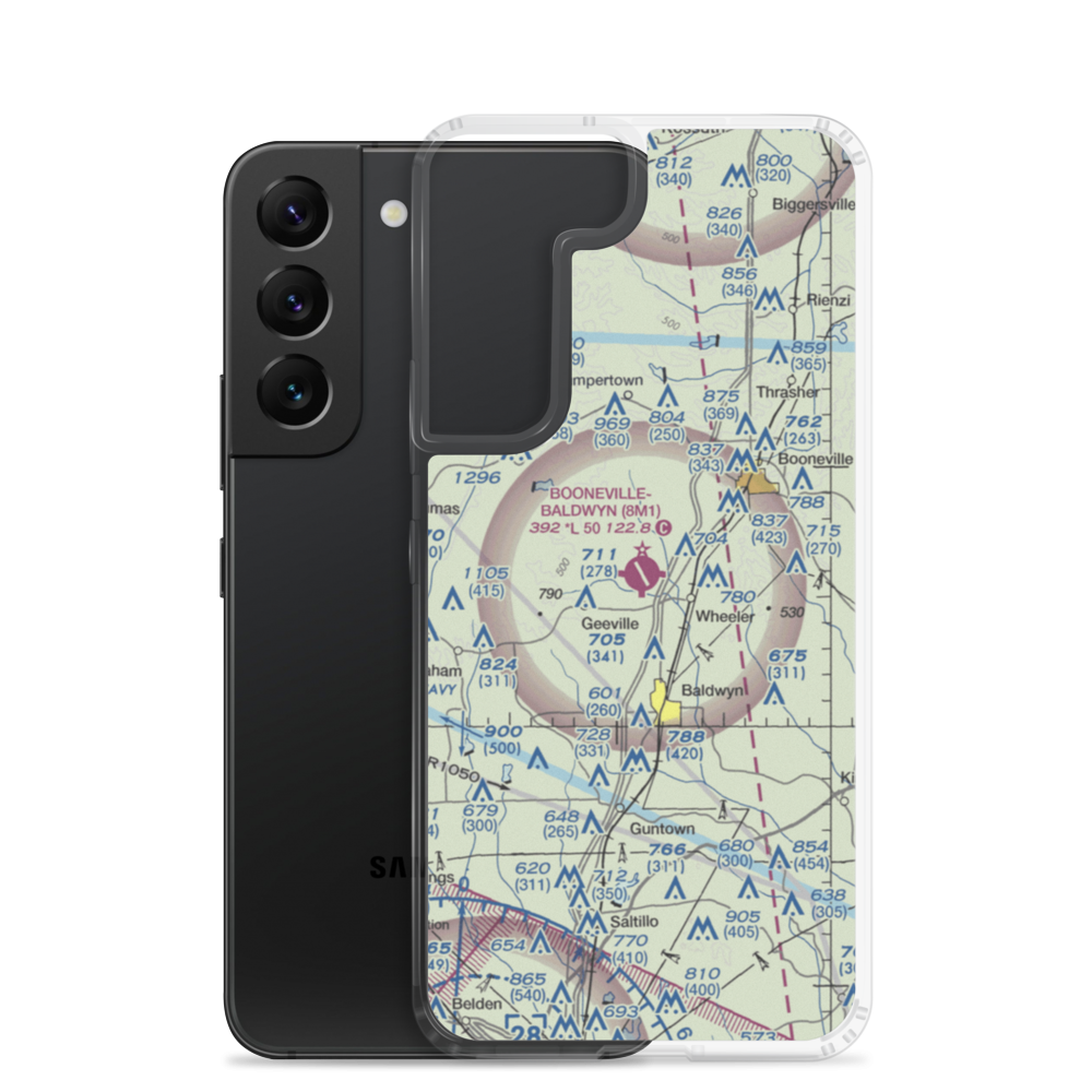 Booneville Baldwyn Airport (8M1) VFR Sectional Samsung Case Samsung Galaxy S22 model shown