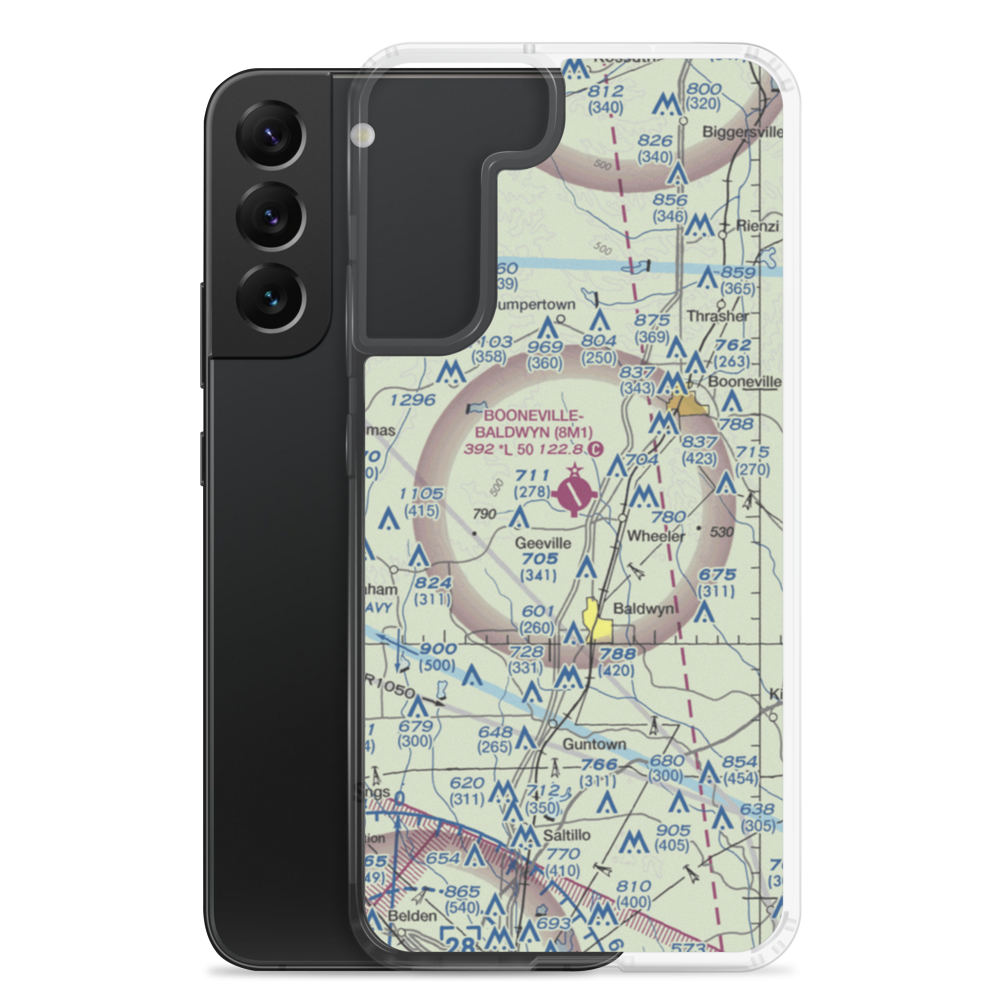 Booneville Baldwyn Airport (8M1) VFR Sectional Samsung Case Samsung Galaxy S22 Plus model shown