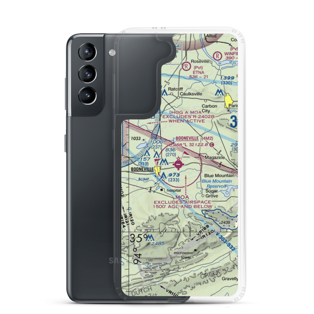 Booneville Municipal Airport (4M2) VFR Sectional Samsung Case Samsung Galaxy S21 model shown