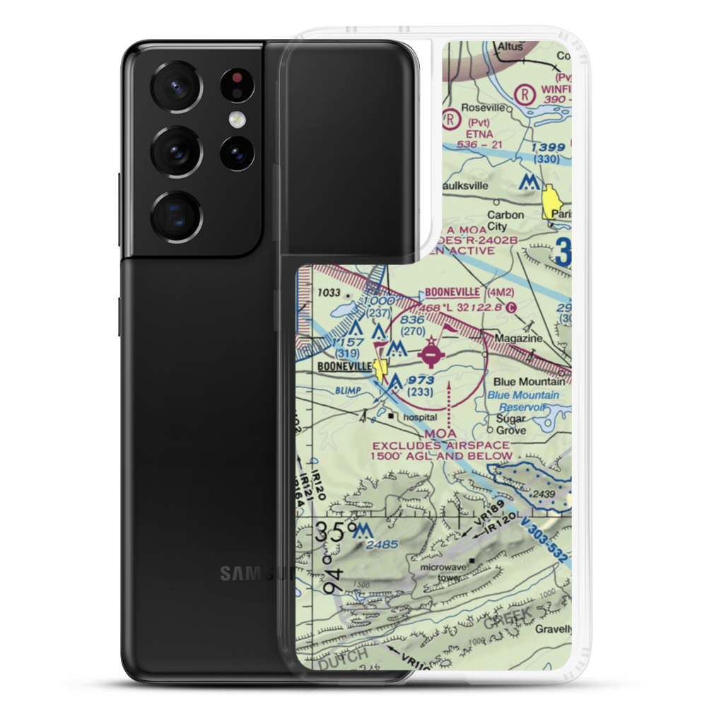 Booneville Municipal Airport (4M2) VFR Sectional Samsung Case Samsung Galaxy S21 Ultra model shown