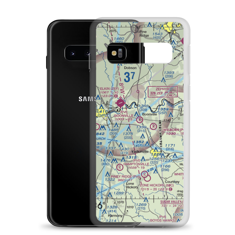Boonville Airport (26NC) VFR Sectional Samsung Case Samsung Galaxy S10 model shown