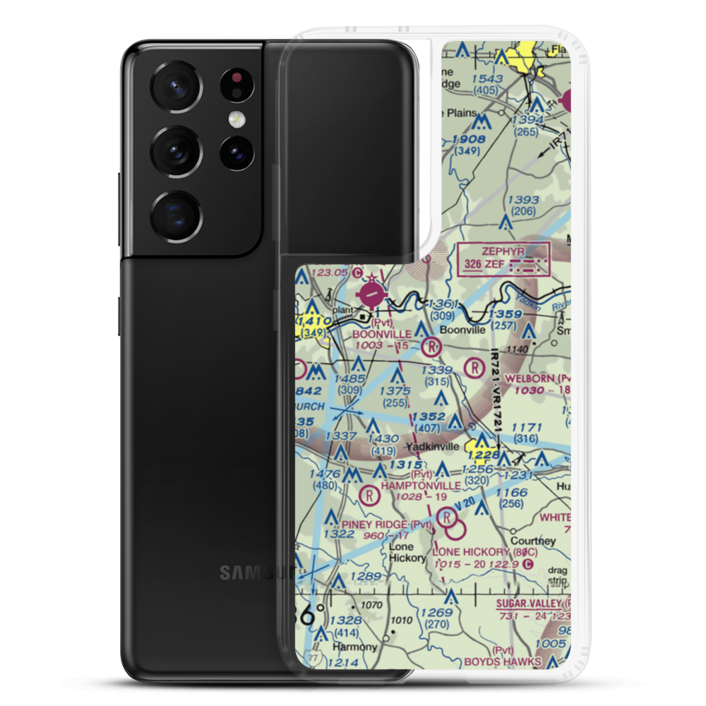 Boonville Airport (26NC) VFR Sectional Samsung Case Samsung Galaxy S21 Ultra model shown