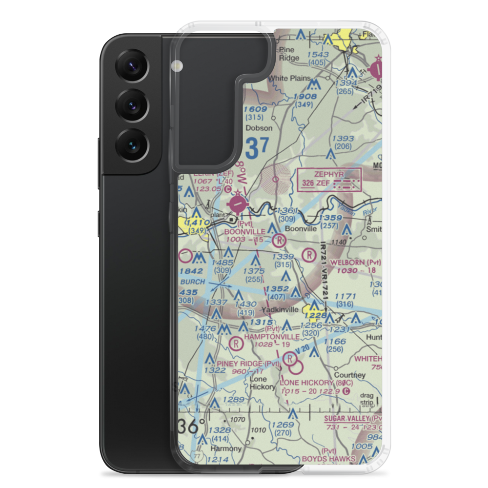 Boonville Airport (26NC) VFR Sectional Samsung Case Samsung Galaxy S22 Plus model shown
