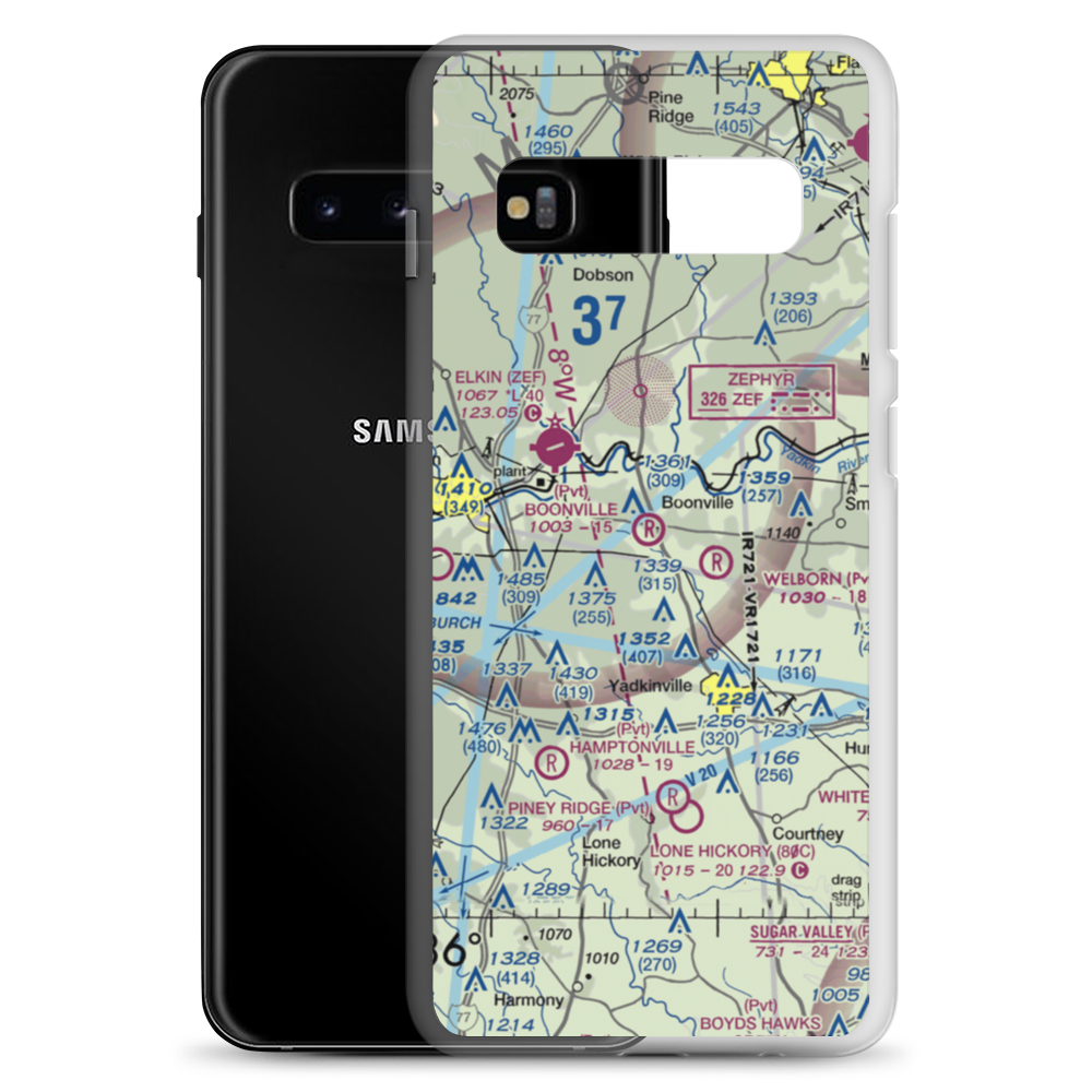 Boonville Airport (26NC) VFR Sectional Samsung Case Samsung Galaxy S10+ model shown