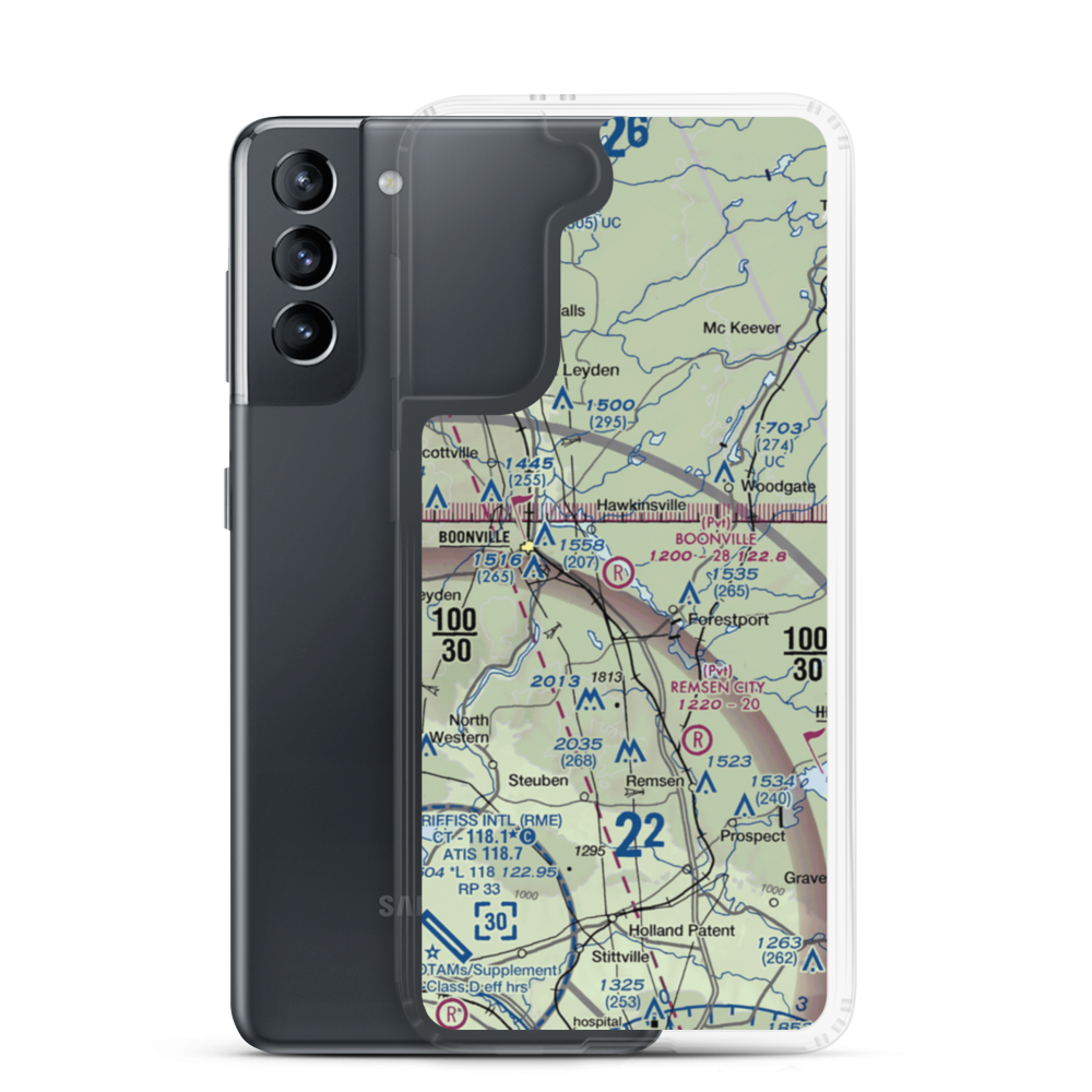 Boonville Inc Airport (1NK7) VFR Sectional Samsung Case Samsung Galaxy S21 model shown