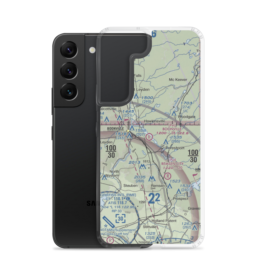 Boonville Inc Airport (1NK7) VFR Sectional Samsung Case Samsung Galaxy S22 model shown