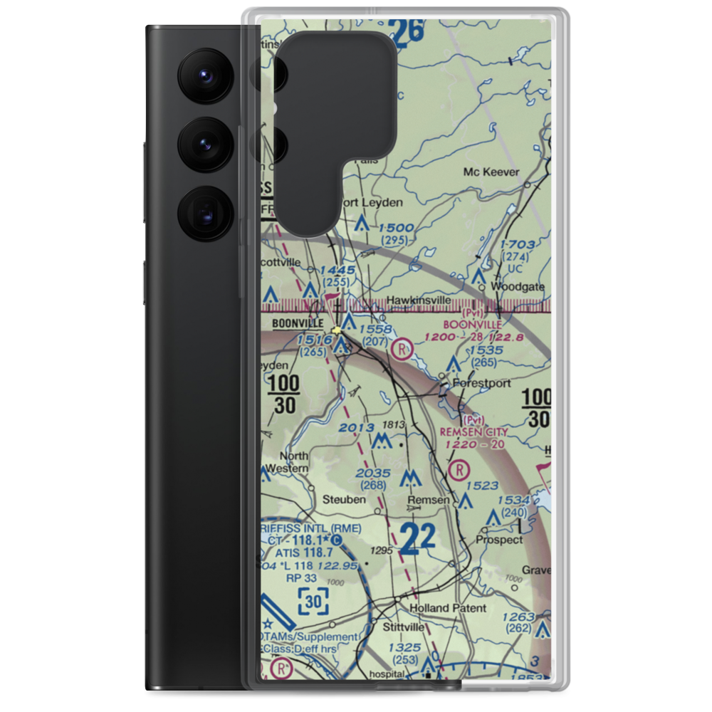 Boonville Inc Airport (1NK7) VFR Sectional Samsung Case Samsung Galaxy S22 Ultra model shown