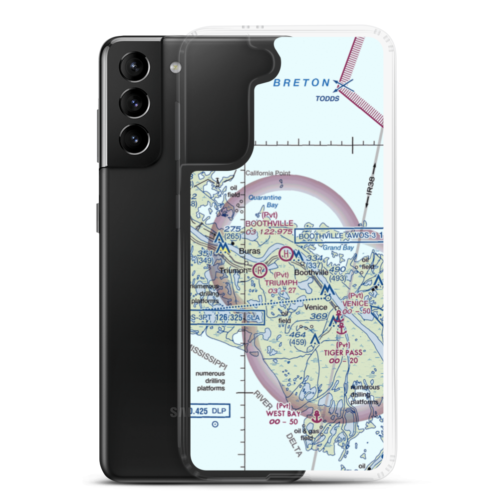 Boothville Heliport (LNQ) VFR Sectional Samsung Case Samsung Galaxy S21 Plus model shown