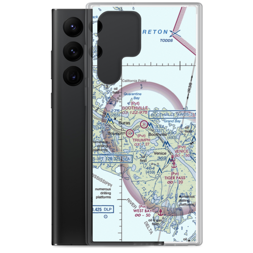 Boothville Heliport (LNQ) VFR Sectional Samsung Case Samsung Galaxy S22 Ultra model shown