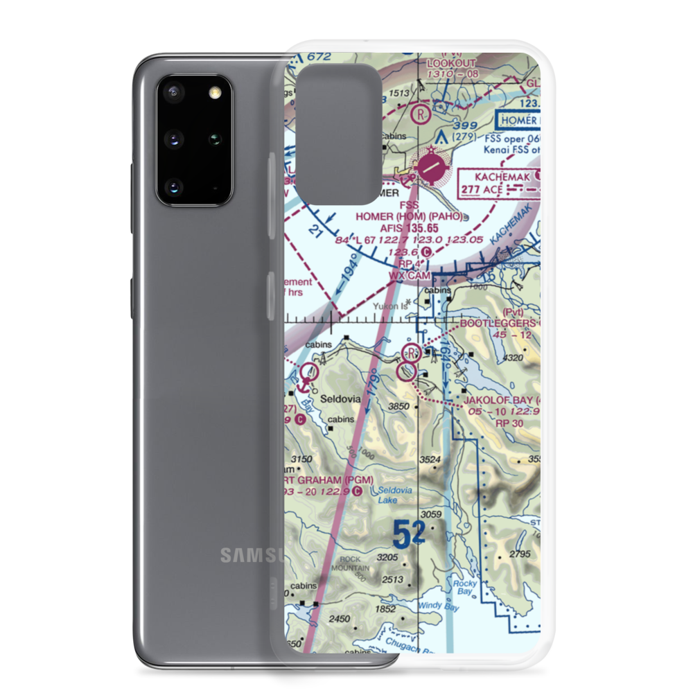 Bootleggers Cove Airport (2AK4) VFR Sectional Samsung Case Samsung Galaxy S20 Plus model shown