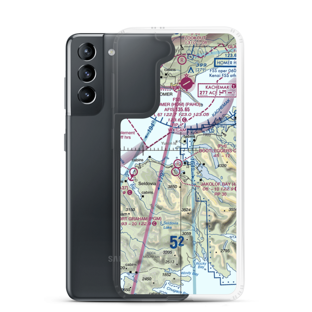 Bootleggers Cove Airport (2AK4) VFR Sectional Samsung Case Samsung Galaxy S21 model shown