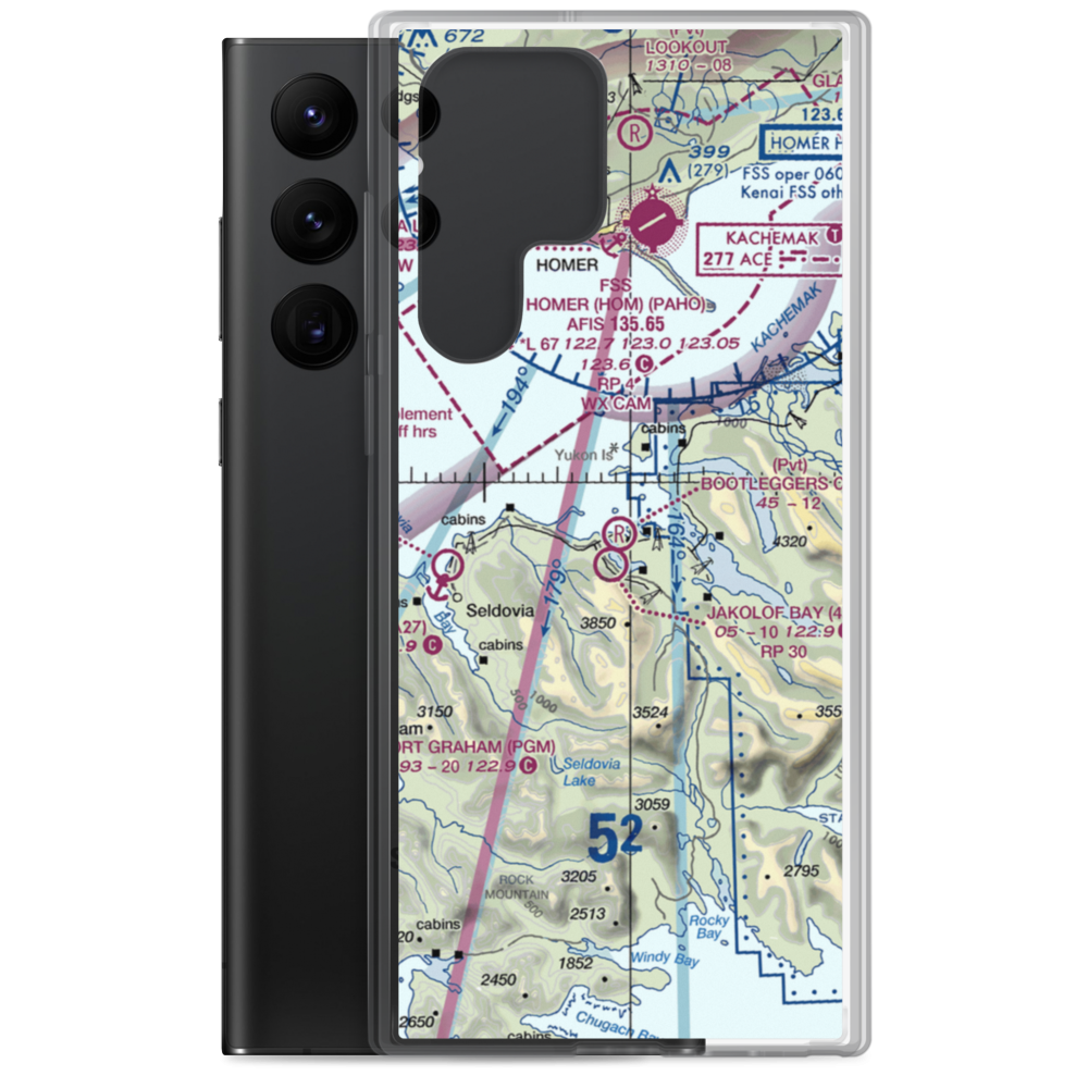 Bootleggers Cove Airport (2AK4) VFR Sectional Samsung Case Samsung Galaxy S22 Ultra model shown