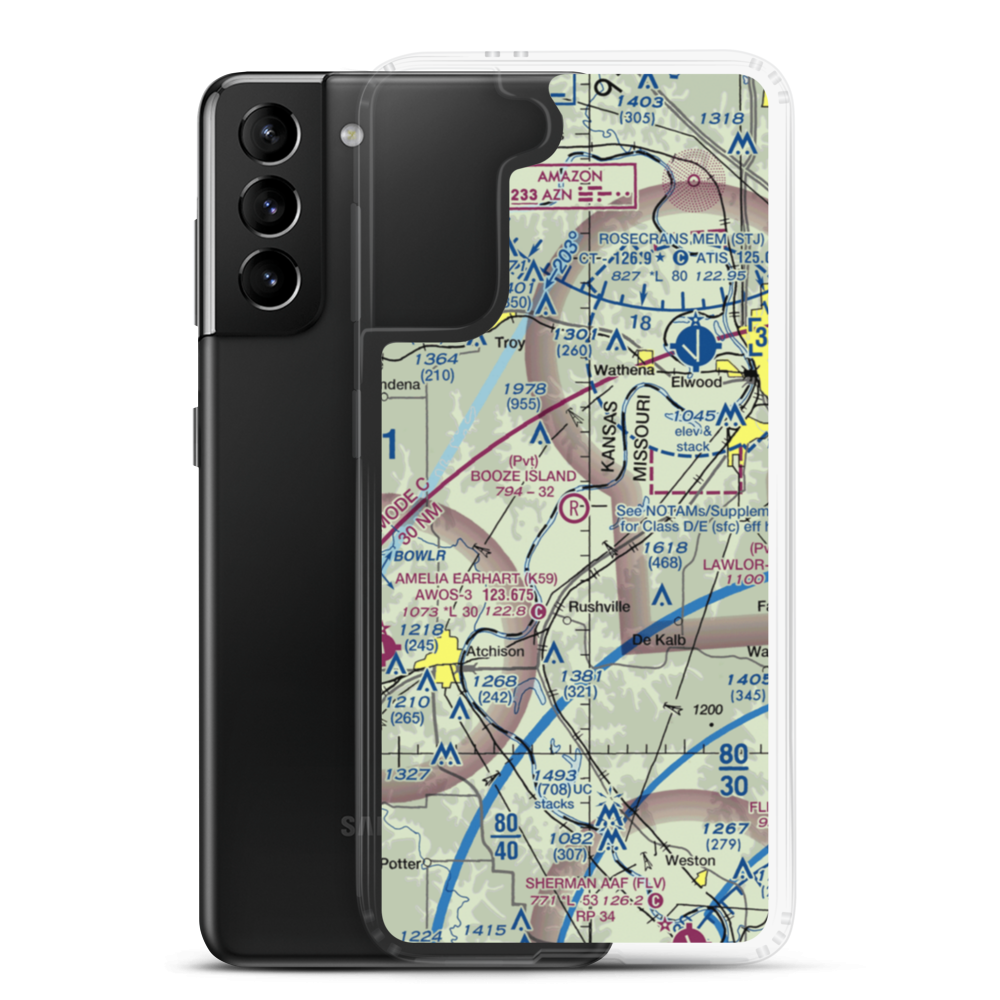 Booze Island Airport (64MO) VFR Sectional Samsung Case Samsung Galaxy S21 Plus model shown