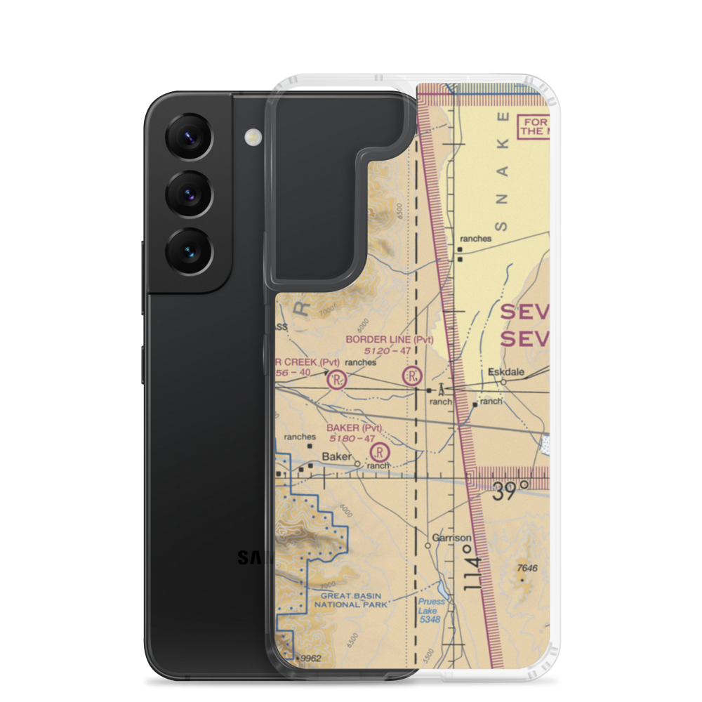 Border Line Farm Airport (07NV) VFR Sectional Samsung Case Samsung Galaxy S22 model shown