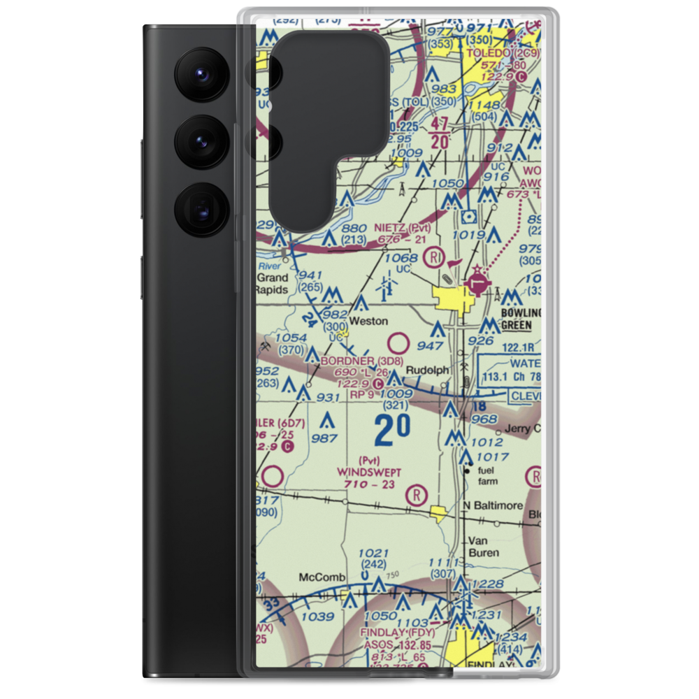 Bordner Airport (3D8) VFR Sectional Samsung Case Samsung Galaxy S22 Ultra model shown