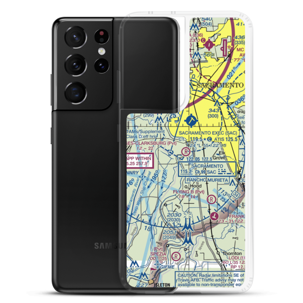 Borges - Clarksburg Airport (CN13) VFR Sectional Samsung Case Samsung Galaxy S21 Ultra model shown