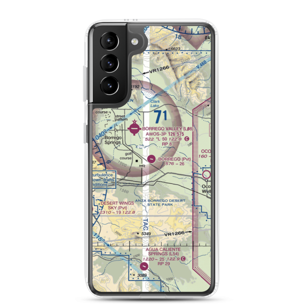 Borrego Air Ranch Airport (58CL) VFR Sectional Samsung Case Samsung Galaxy S21 Plus model shown