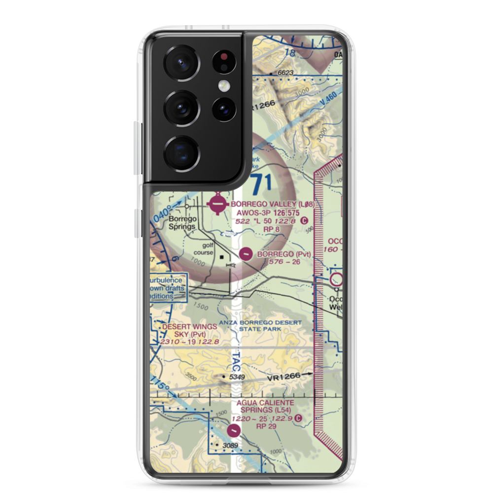 Borrego Air Ranch Airport (58CL) VFR Sectional Samsung Case Samsung Galaxy S21 Ultra model shown