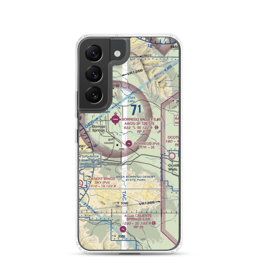 Borrego Air Ranch Airport (58CL) VFR Sectional Samsung Case Samsung Galaxy S22 model shown
