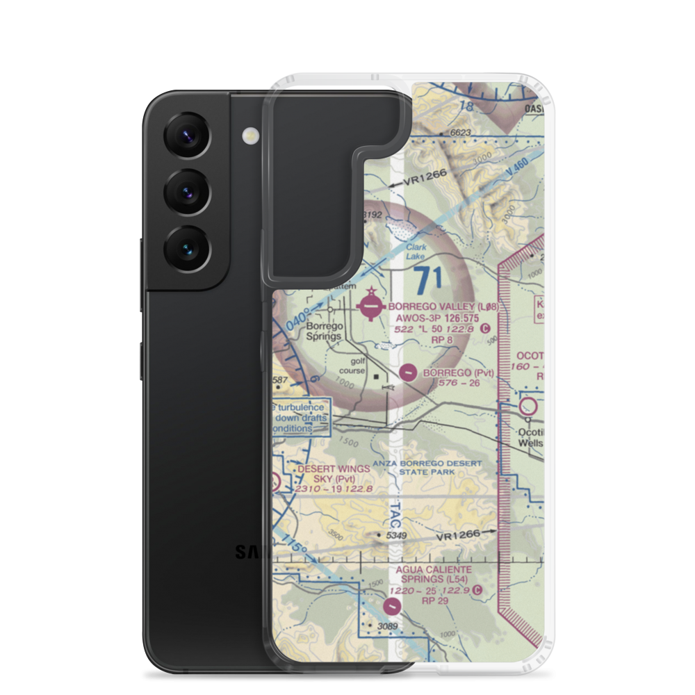 Borrego Air Ranch Airport (58CL) VFR Sectional Samsung Case Samsung Galaxy S22 model shown
