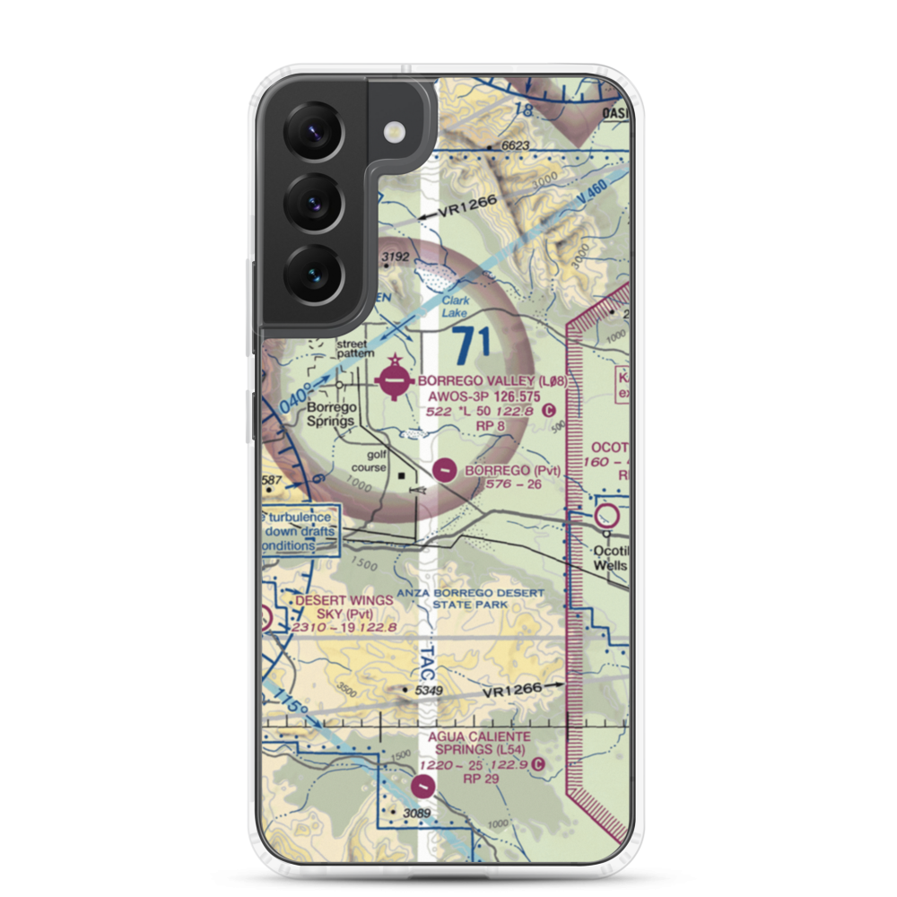 Borrego Air Ranch Airport (58CL) VFR Sectional Samsung Case Samsung Galaxy S22 Plus model shown