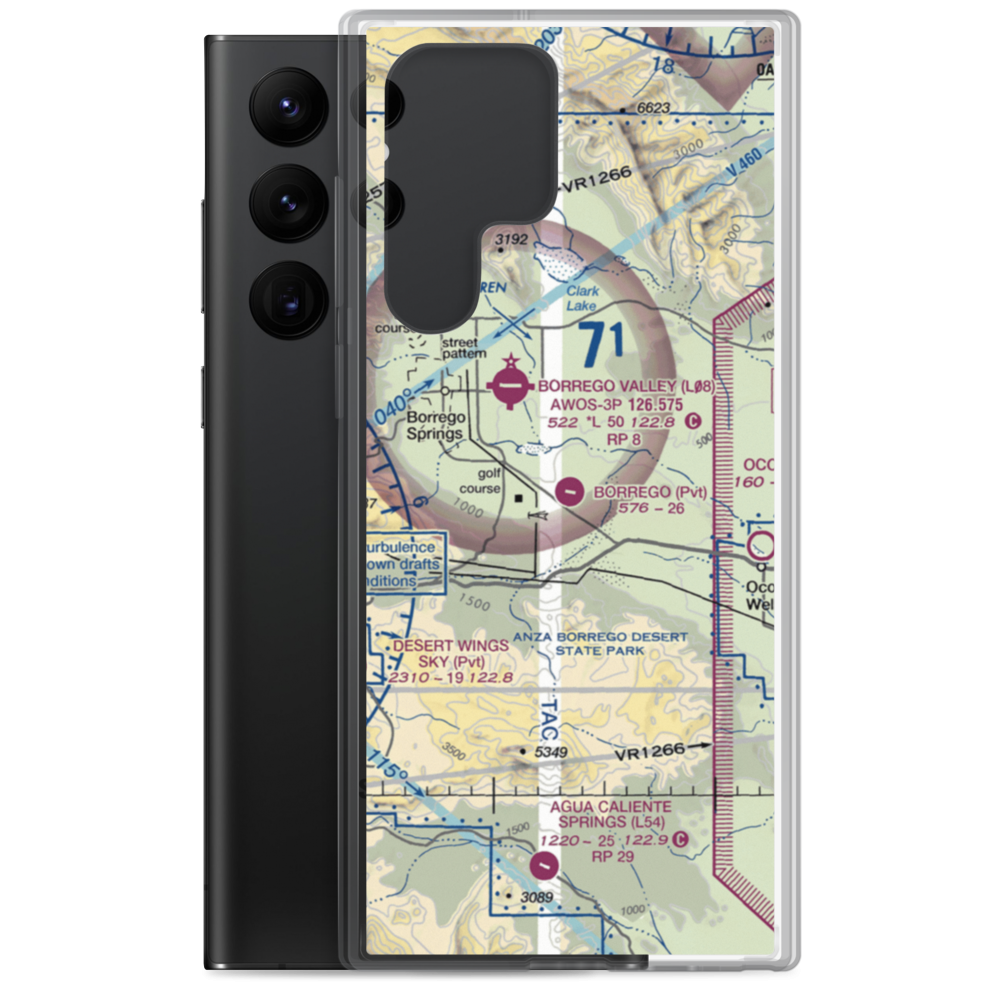 Borrego Air Ranch Airport (58CL) VFR Sectional Samsung Case Samsung Galaxy S22 Ultra model shown