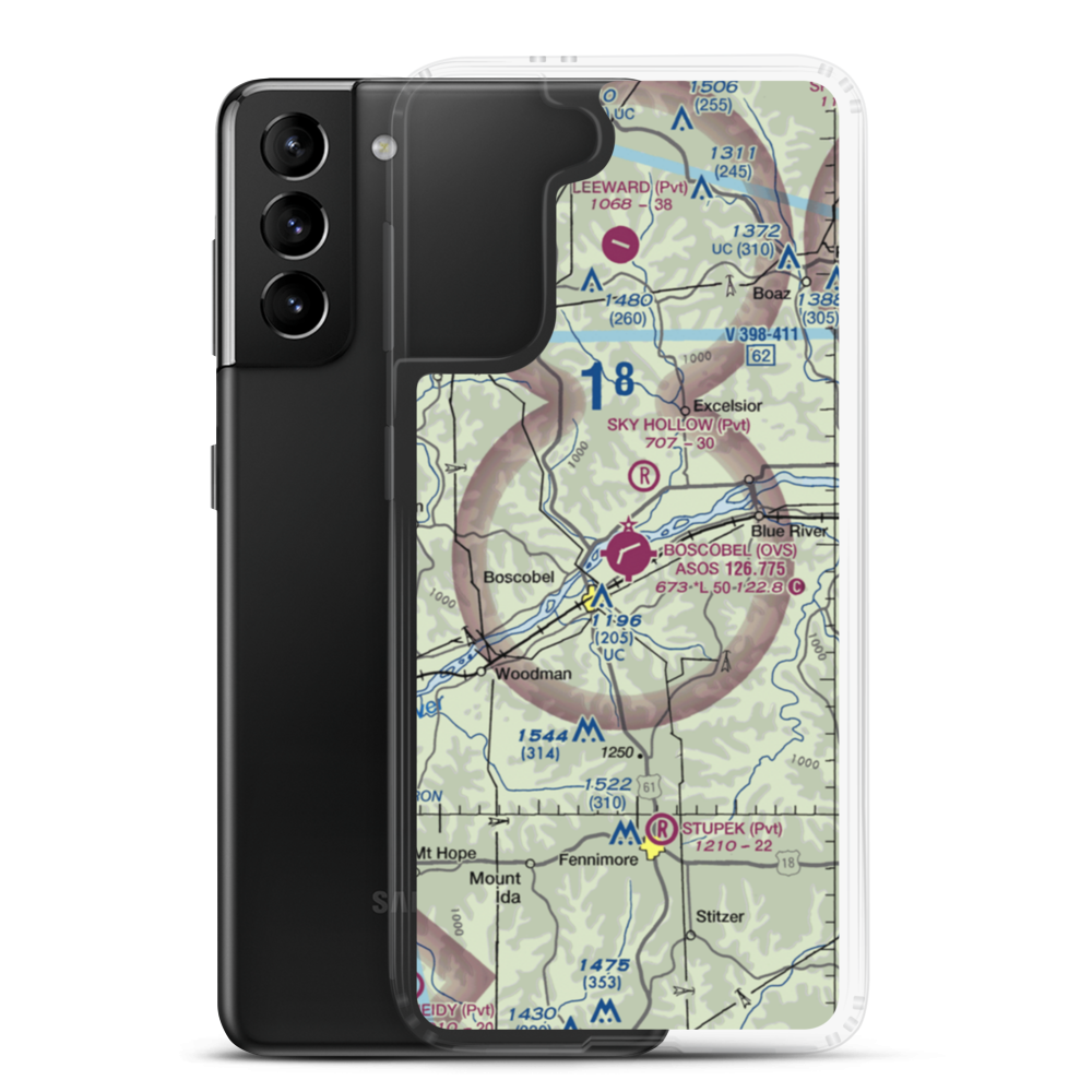 Boscobel Airport (OVS) VFR Sectional Samsung Case Samsung Galaxy S21 Plus model shown