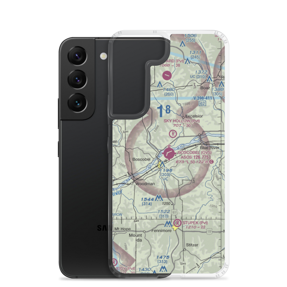 Boscobel Airport (OVS) VFR Sectional Samsung Case Samsung Galaxy S22 model shown
