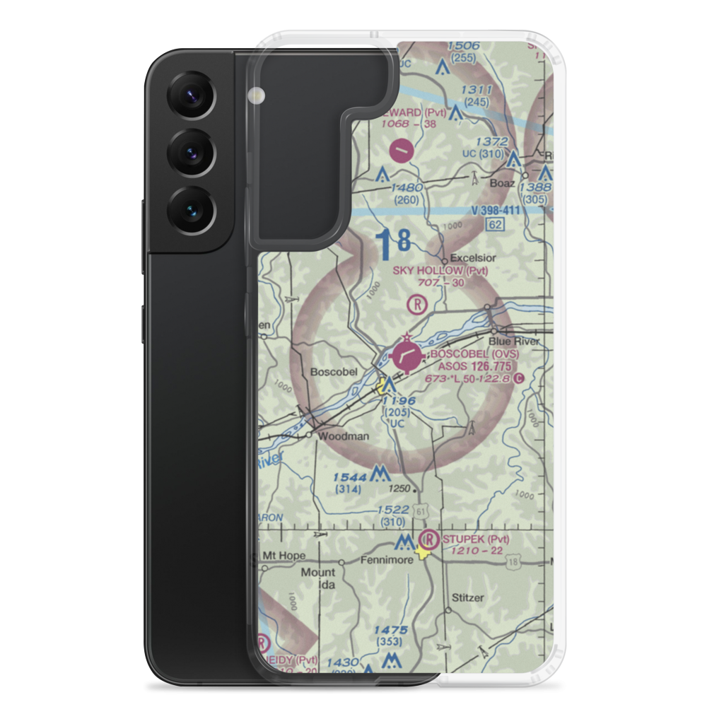 Boscobel Airport (OVS) VFR Sectional Samsung Case Samsung Galaxy S22 Plus model shown