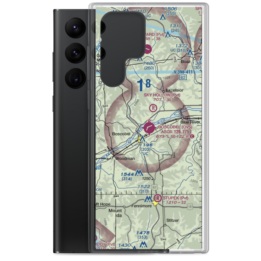 Boscobel Airport (OVS) VFR Sectional Samsung Case Samsung Galaxy S22 Ultra model shown