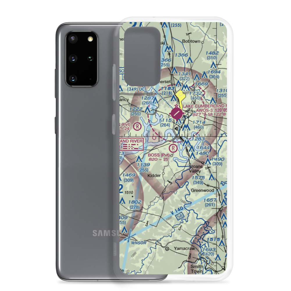 Boss Airport (08KY) VFR Sectional Samsung Case Samsung Galaxy S20 Plus model shown