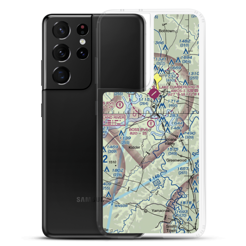 Boss Airport (08KY) VFR Sectional Samsung Case Samsung Galaxy S21 Ultra model shown