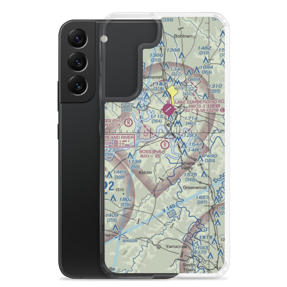 Boss Airport (08KY) VFR Sectional Samsung Case Samsung Galaxy S22 Plus model shown
