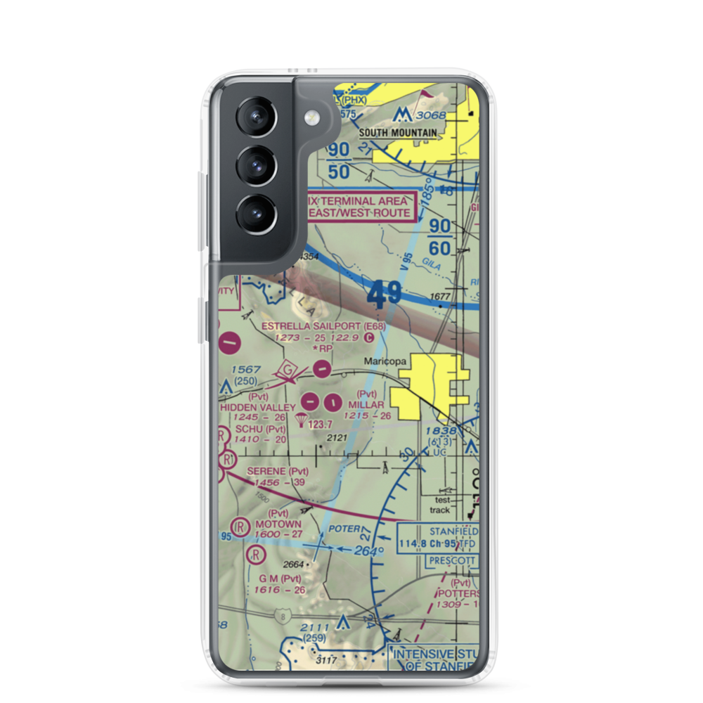 Boulais Ranch Airport (40AZ) VFR Sectional Samsung Case Samsung Galaxy S21 model shown