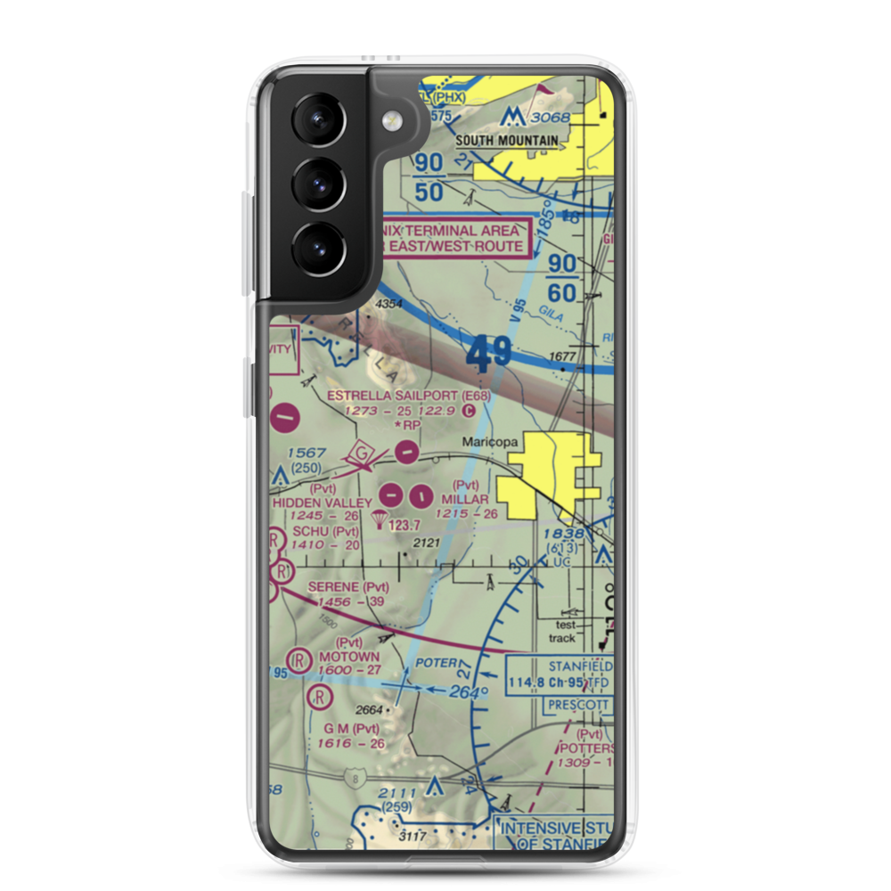 Boulais Ranch Airport (40AZ) VFR Sectional Samsung Case Samsung Galaxy S21 Plus model shown
