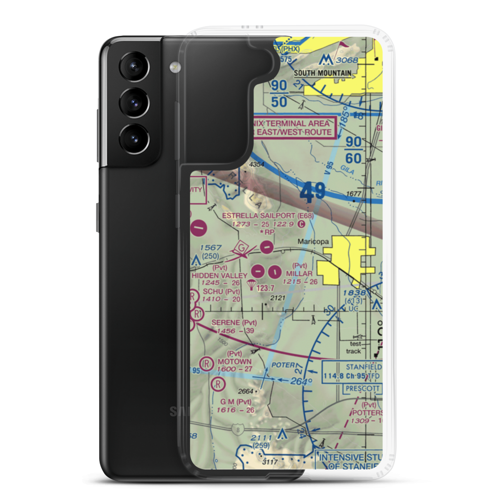 Boulais Ranch Airport (40AZ) VFR Sectional Samsung Case Samsung Galaxy S21 Plus model shown