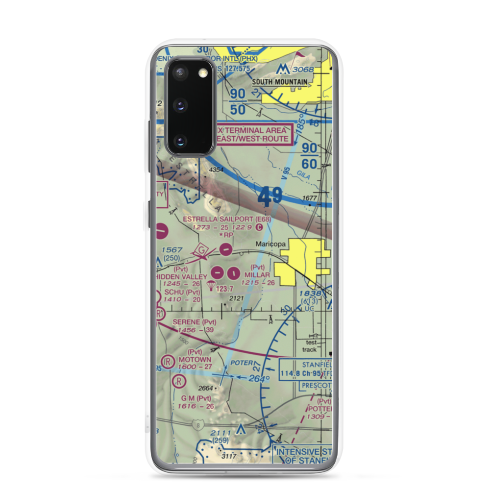 Boulais Ranch Airport (40AZ) VFR Sectional Samsung Case Samsung Galaxy S20 model shown