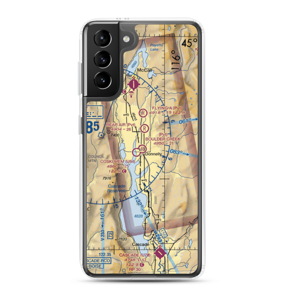 Boulder Creek Airstrip (44ID) VFR Sectional Samsung Case Samsung Galaxy S21 Plus model shown