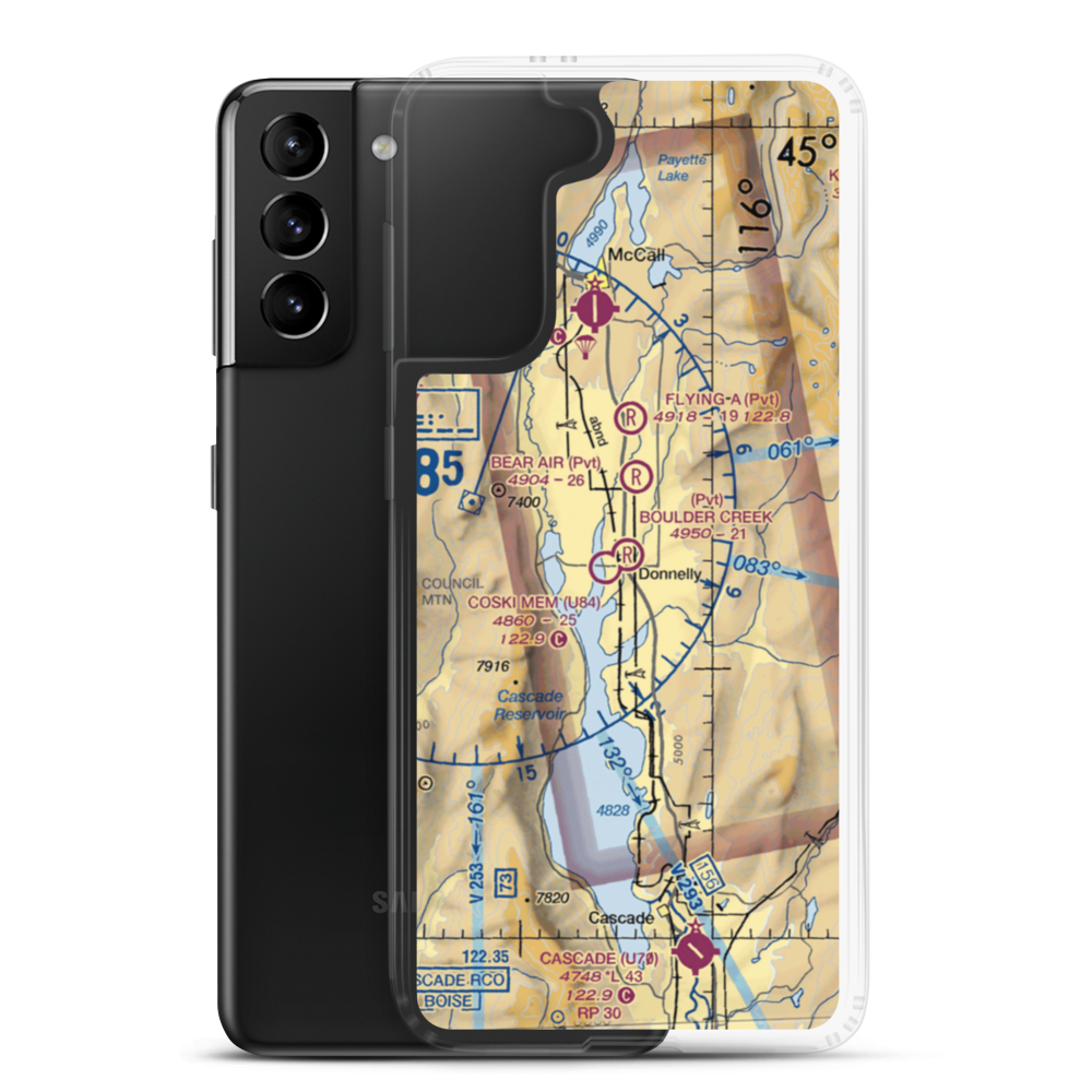 Boulder Creek Airstrip (44ID) VFR Sectional Samsung Case Samsung Galaxy S21 Plus model shown