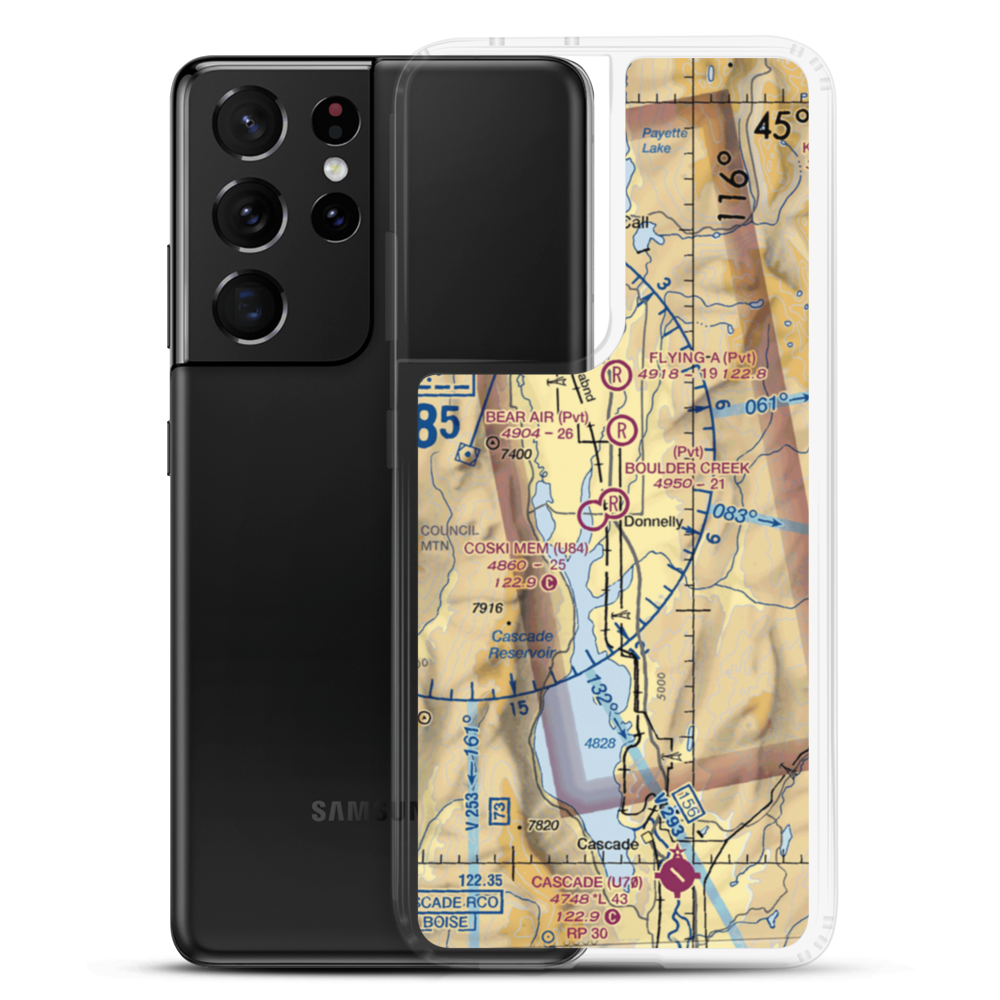 Boulder Creek Airstrip (44ID) VFR Sectional Samsung Case Samsung Galaxy S21 Ultra model shown