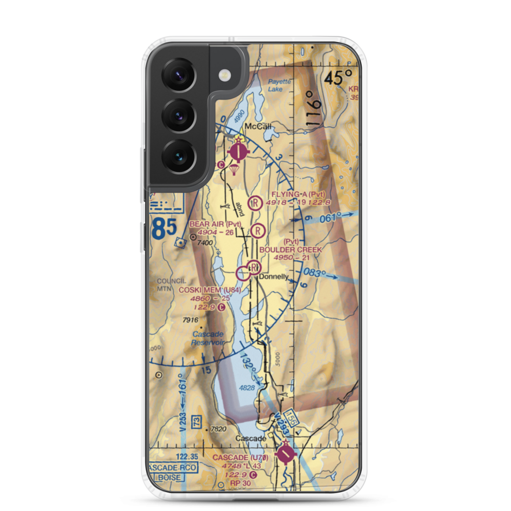 Boulder Creek Airstrip (44ID) VFR Sectional Samsung Case Samsung Galaxy S22 Plus model shown